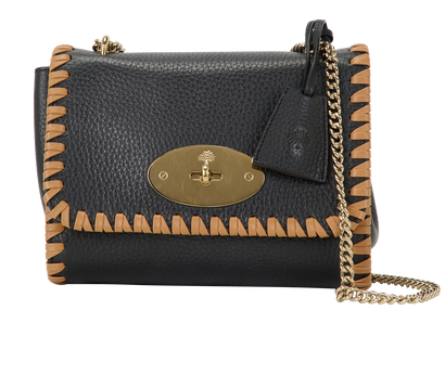 Braided Edge Lily, &pound;350, Handbags, Black/Tan, Leather, Front view